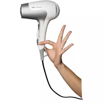Uscător de păr Braun Satin Hair 5 HD580, 2500 W, 2 viteze, 3 temperaturi, bucla de agățat, alb