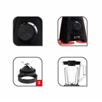 Blender de masă Tefal BL420838 Blendforce 2 Blender de masă, 600 W, 2 viteze, funcție de puls, zdrobire de gheață, Smart Lock, negru