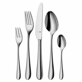 Set de tacâmuri WMF Merit, 30 de bucăți, lingură, furculiță, cuțit, lingură, furculiță pentru desert, oțel inoxidabil Set de tacâmuri WMF Merit, 30 de bucăți, lingură, furculiță, cuțit, lingură, furculiță pentru desert, oțel inoxidabil