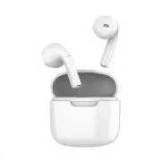 Căști wireless Orava cu microfon, USB-C, control tactil, intraauriculare, IPX3, albe