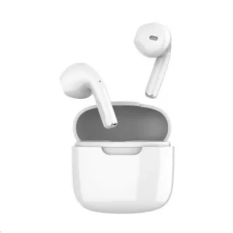 Căști wireless Orava cu microfon, USB-C, control tactil, intraauriculare, IPX3, albe