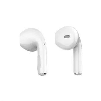 Căști wireless Orava cu microfon, USB-C, control tactil, intraauriculare, IPX3, albe