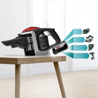 Aspirator vertical Bosch Unlimited Series cu 8 bile, fără fir, 63 dB, fără sac, negru