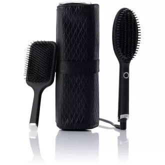 Perie cu aer cald GHD Glide, tehnologie ionică, set cadou, colecția Iced Luxe, neagră