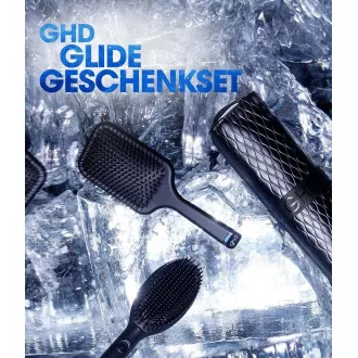Perie cu aer cald GHD Glide, tehnologie ionică, set cadou, colecția Iced Luxe, neagră