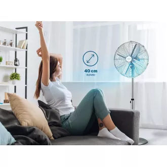 Ventilator cu suport metalic Orava SF-200 X, 3 niveluri de viteză, rotație automată, argintiu