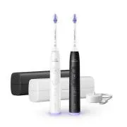 Set periuță de dinți electrică Philips Sonicare 6500 Gentle Clean, 2 bucăți, alb-negru