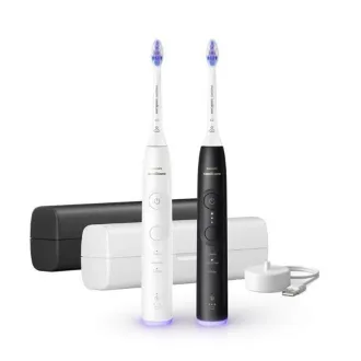 Set periuță de dinți electrică Philips Sonicare 6500 Gentle Clean, 2 bucăți, alb-negru