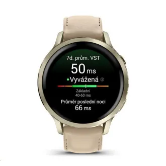 Curea din silicon auriu/alb Garmin Venu 4 (41 mm) și curea din piele nisip deschis, UE Curea din silicon auriu/alb Garmin Venu 4 (41 mm) și curea din piele nisip deschis, UE