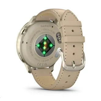 Curea din silicon auriu/alb Garmin Venu 4 (41 mm) și curea din piele nisip deschis, UE Curea din silicon auriu/alb Garmin Venu 4 (41 mm) și curea din piele nisip deschis, UE