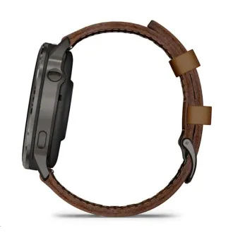 Curea Garmin Venu 4 (45 mm) din silicon negru/ardezie și curea din piele maro, UE Curea Garmin Venu 4 (45 mm) din silicon negru/ardezie și curea din piele maro, UE