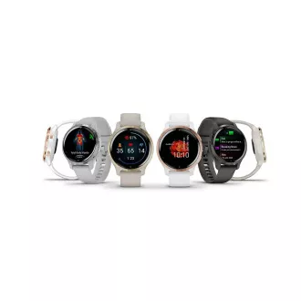 Ceas sport GPS Garmin Venu® 2S Rose Gold / White Leather Band