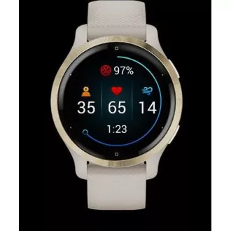 Ceas sport GPS Garmin Venu® 2S Rose Gold / White Leather Band