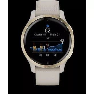 Ceas sport GPS Garmin Venu® 2S Rose Gold / White Leather Band