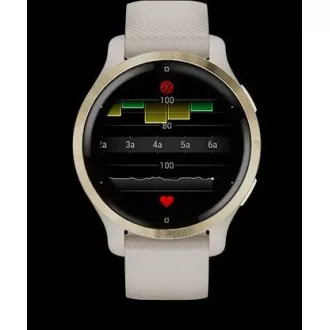 Ceas sport GPS Garmin Venu® 2S Rose Gold / White Leather Band