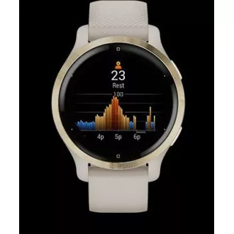Ceas sport GPS Garmin Venu® 2S Rose Gold / White Leather Band