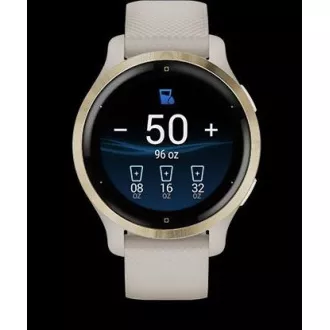 Ceas sport GPS Garmin Venu® 2S Rose Gold / White Leather Band