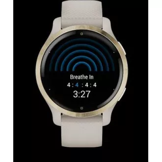 Ceas sport GPS Garmin Venu® 2S Rose Gold / White Leather Band