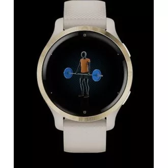 Ceas sport GPS Garmin Venu® 2S Rose Gold / White Leather Band