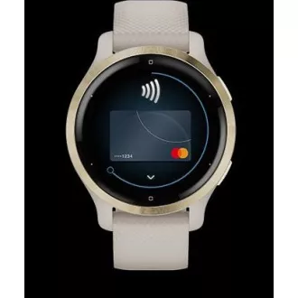 Ceas sport GPS Garmin Venu® 2S Rose Gold / White Leather Band