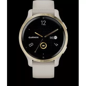 Ceas sport GPS Garmin Venu® 2S Rose Gold / White Leather Band