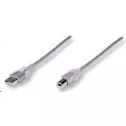Cablu MANHATTAN USB 2.0 AB conectare 3m (argintiu)