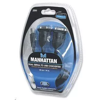 Convertor MANHATTAN USB la 2x port serial (USB AM/DB9M(2), RS232) Convertor MANHATTAN USB la 2x port serial (USB AM/DB9M(2), RS232)