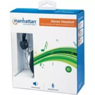 Căști MANHATTAN cu microfon, ușor de reglat cu microfon flexibil