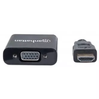 Convertor MANHATTAN de la HDMI la VGA (HDMI masculin la VGA feminin, negru, Polybag)