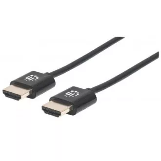 Cablu HDMI MANHATTAN ultra-subțire de mare viteză cu Ethernet, HEC, ARC, 3D, 4K, HDMI mascul la mascul, ecranat, negru, 0,5 m