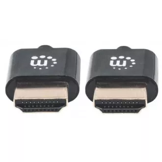 Cablu HDMI MANHATTAN ultra-subțire de mare viteză cu Ethernet, HEC, ARC, 3D, 4K, HDMI mascul la mascul, ecranat, negru, 0,5 m