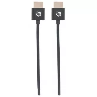 Cablu HDMI MANHATTAN ultra-subțire de mare viteză cu Ethernet, HEC, ARC, 3D, 4K, HDMI mascul la mascul, ecranat, negru, 0,5 m