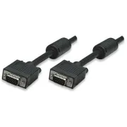 Cablu MANHATTAN SVGA la monitor cu miez de ferită, HD15 mascul / HD15 mascul, 1,8 m, negru