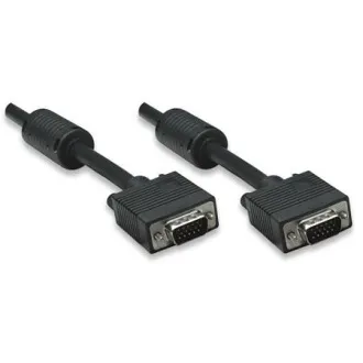 Cablu MANHATTAN SVGA la monitor cu miez de ferită, HD15 mascul / HD15 mascul, 1,8 m, negru
