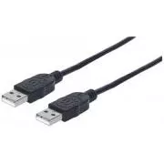 Cablu USB 2.0 MANHATTAN, tip A tată la tip A tată, 1 m, negru