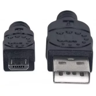 MANHATTAN Cablu de conectare USB 2.0 A Tată / Micro-B Tată, 1,8 m, negru MANHATTAN Cablu de conectare USB 2.0 A Tată / Micro-B Tată, 1,8 m, negru