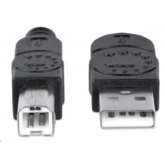 Cablu USB de mare viteză pentru dispozitive MANHATTAN, tip A Masculin către tip B Masculin, 0, 5m, negru Cablu USB de mare viteză pentru dispozitive MANHATTAN, tip A Masculin către tip B Masculin, 0, 5m, negru