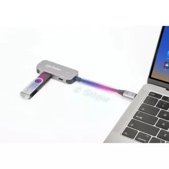 Stație de andocare MANHATTAN USB-C 3 în 1, 1xHDMI, 1xUSB-C, 1xUSB, gri