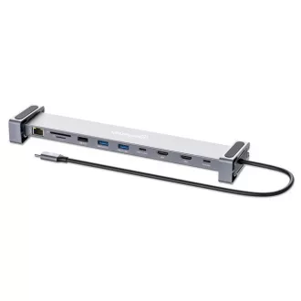 Stație de andocare MANHATTAN USB-C 10v1, 2xHDMI, 2xUSB-C, 3xUSB, 1xRJ45, cititor de carduri SD, gri Stație de andocare MANHATTAN USB-C 10v1, 2xHDMI, 2xUSB-C, 3xUSB, 1xRJ45, cititor de carduri SD, gri