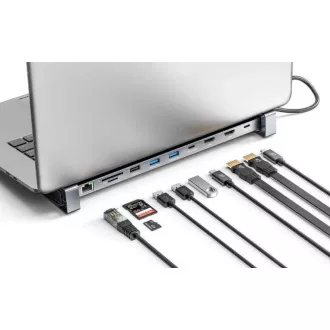 Stație de andocare MANHATTAN USB-C 10v1, 2xHDMI, 2xUSB-C, 3xUSB, 1xRJ45, cititor de carduri SD, gri Stație de andocare MANHATTAN USB-C 10v1, 2xHDMI, 2xUSB-C, 3xUSB, 1xRJ45, cititor de carduri SD, gri