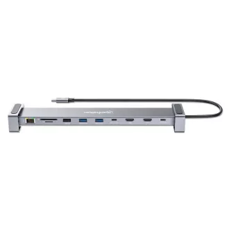 Stație de andocare MANHATTAN USB-C 10v1, 2xHDMI, 2xUSB-C, 3xUSB, 1xRJ45, cititor de carduri SD, gri Stație de andocare MANHATTAN USB-C 10v1, 2xHDMI, 2xUSB-C, 3xUSB, 1xRJ45, cititor de carduri SD, gri