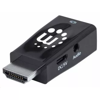 Adaptor Manhattan HDMI la VGA, Micro Convertor, HDMI Masculă la VGA Mamă, Audio, Negru