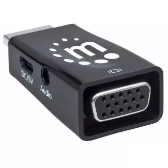 Adaptor Manhattan HDMI la VGA, Micro Convertor, HDMI Masculă la VGA Mamă, Audio, Negru