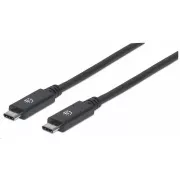 Cablu Manhattan USB-C, USB 3.1 Gen 2, USB-C tată la USB-C tată, 10 Gbps, 5 A, 1 m, negru
