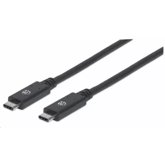 Cablu Manhattan USB-C, USB 3.1 Gen 2, USB-C tată la USB-C tată, 10 Gbps, 5 A, 1 m, negru