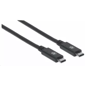 Cablu Manhattan USB-C, USB 3.1 Gen 2, USB-C tată la USB-C tată, 10 Gbps, 5 A, 1 m, negru