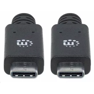 Cablu Manhattan USB-C, USB 3.1 Gen 2, USB-C tată la USB-C tată, 10 Gbps, 5 A, 1 m, negru