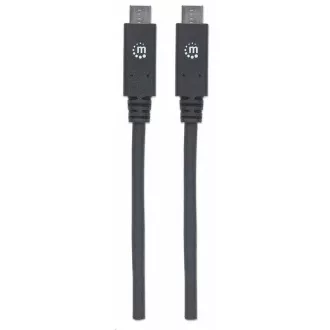 Cablu Manhattan USB-C, USB 3.1 Gen 2, USB-C tată la USB-C tată, 10 Gbps, 5 A, 1 m, negru
