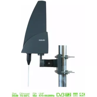 EVOLVEO Shark, antenă activă de exterior DAB+/DVB-T2, filtru LTE, 4G, 5G