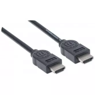 Cablu MANHATTAN High Speed HDMI 4K, 3D, de sex masculin la masculin, ecranat, negru, 1,8 m